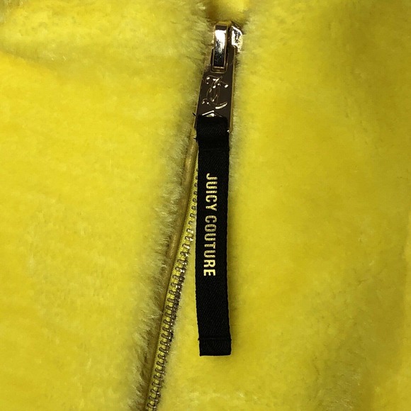 NWT Juicy Couture Black Label Womens Faux Fur Moto Jacket Size Small Yellow - Picture 10 of 12